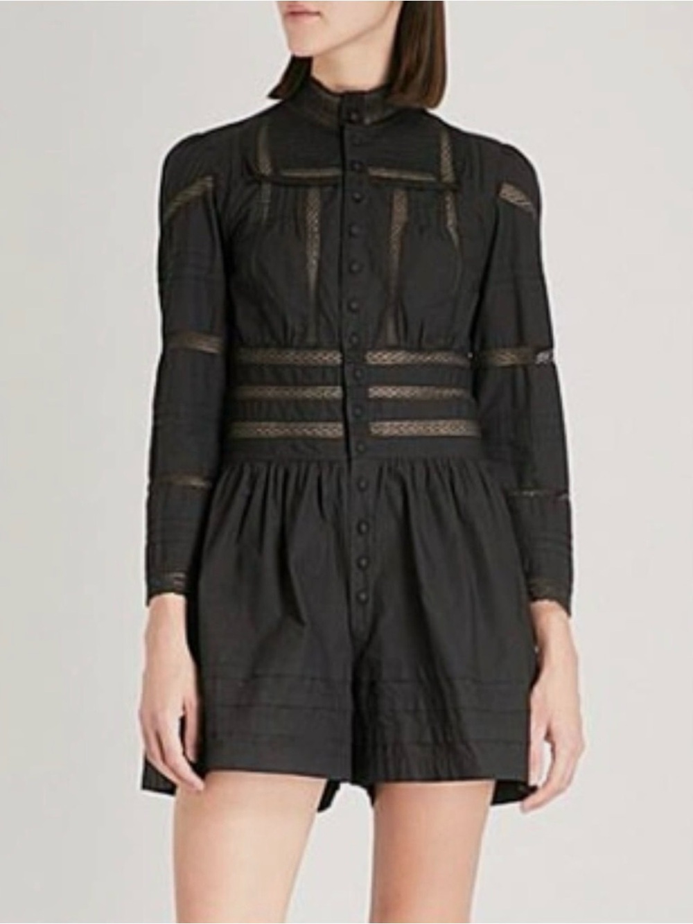 Maje Navy Long-Sleeve Button Front Dress